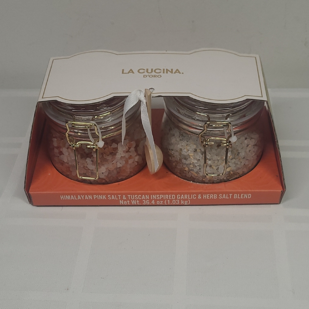 Pink and White Salt Jar Set